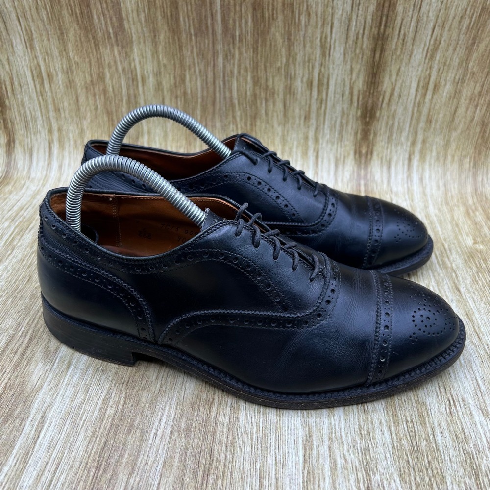Alden 909 Oxford Dress Shoes Men's Size 7 E/EEE Black Medallion Cap Toe Brogue